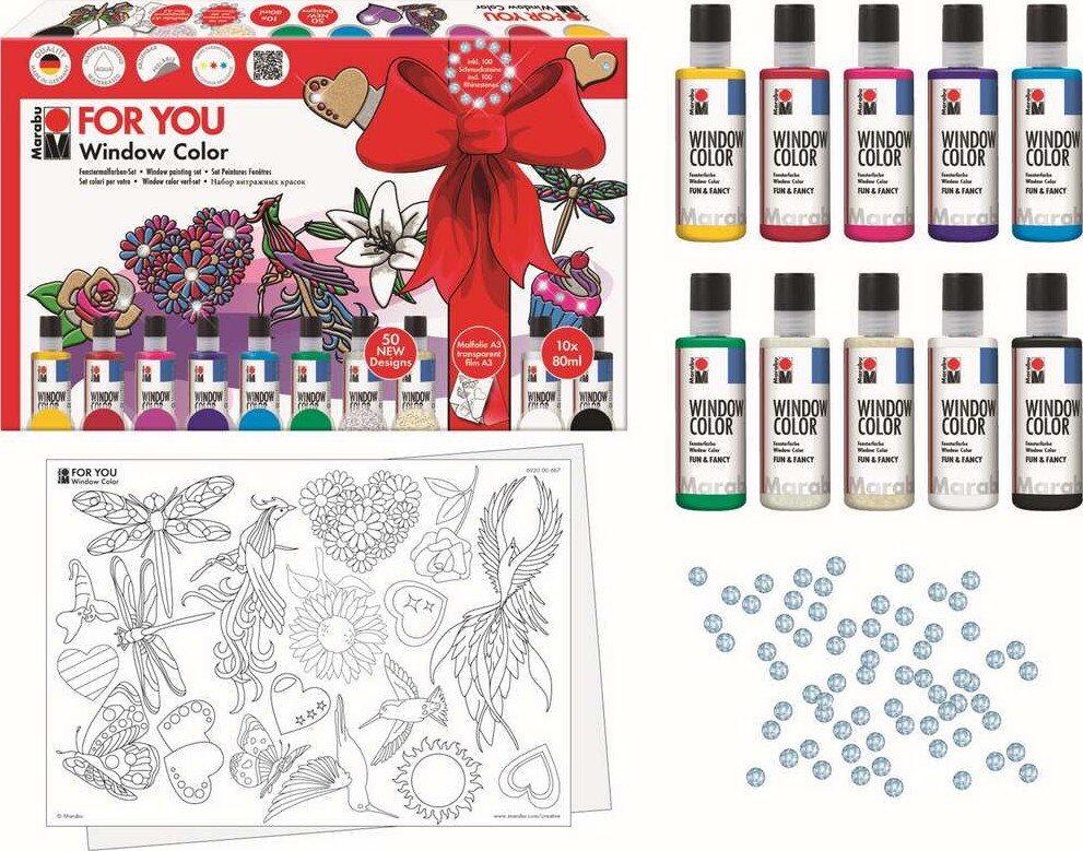 Marabu - For You Window Color Fun Fancy 10X80 Ml Motiver