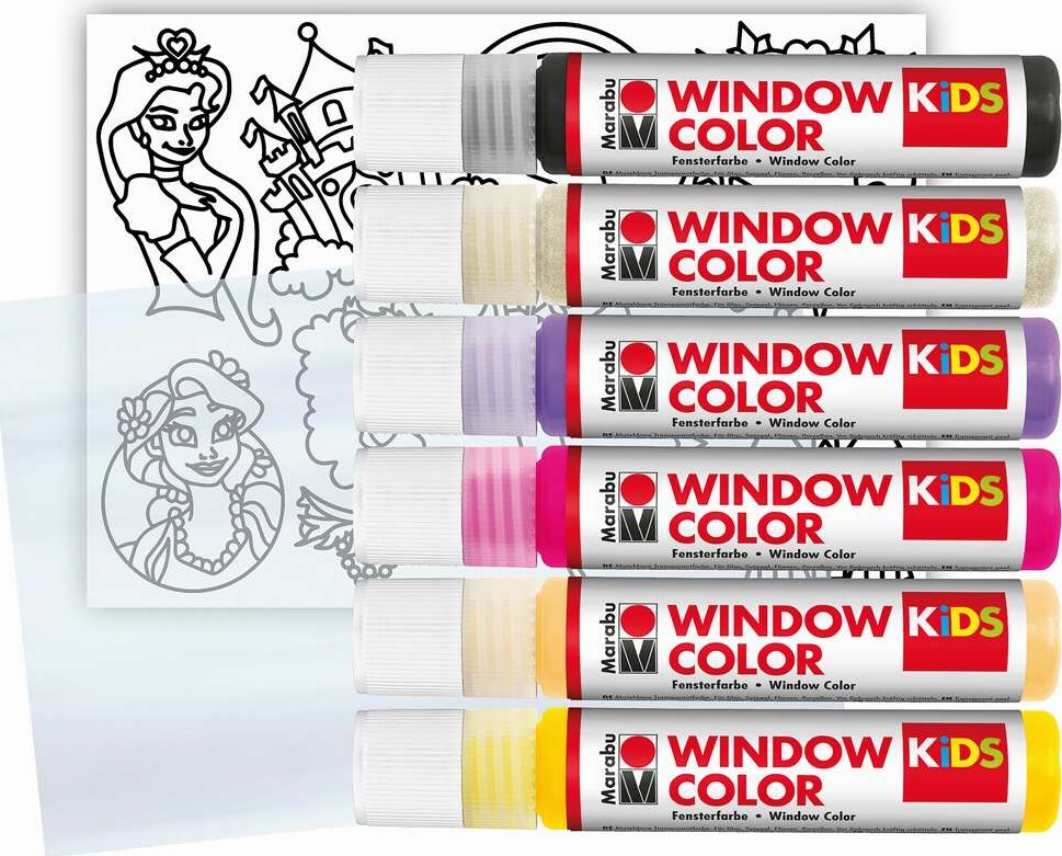 Marabu - Fun Fancy - Vinduesmaling - Prinsesse Motiver - 6X25 Ml
