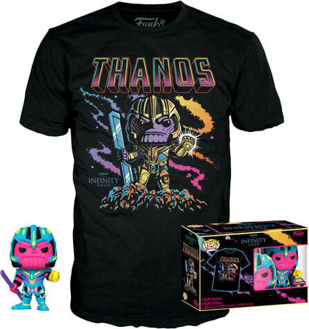 Funko Pop - Tee Og Figur - Marvel - Thanos - Blacklight - M