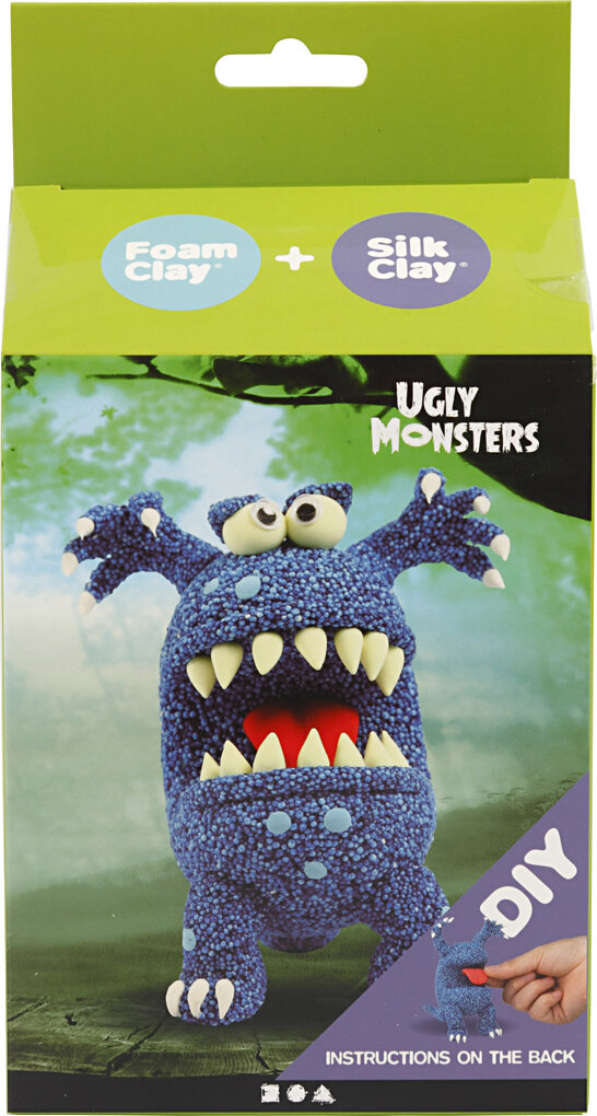 Diy Kit - Silk Clay Og Foam Clay - Funny Friends - Monster - Blå