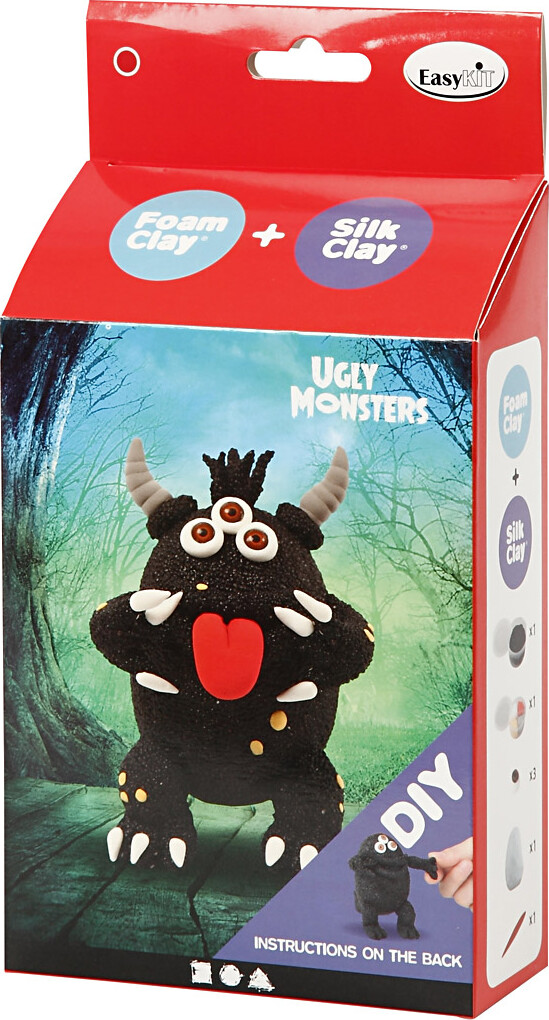 Diy Kit - Silk Clay Og Foam Clay - Funny Friends - Monster - Sort