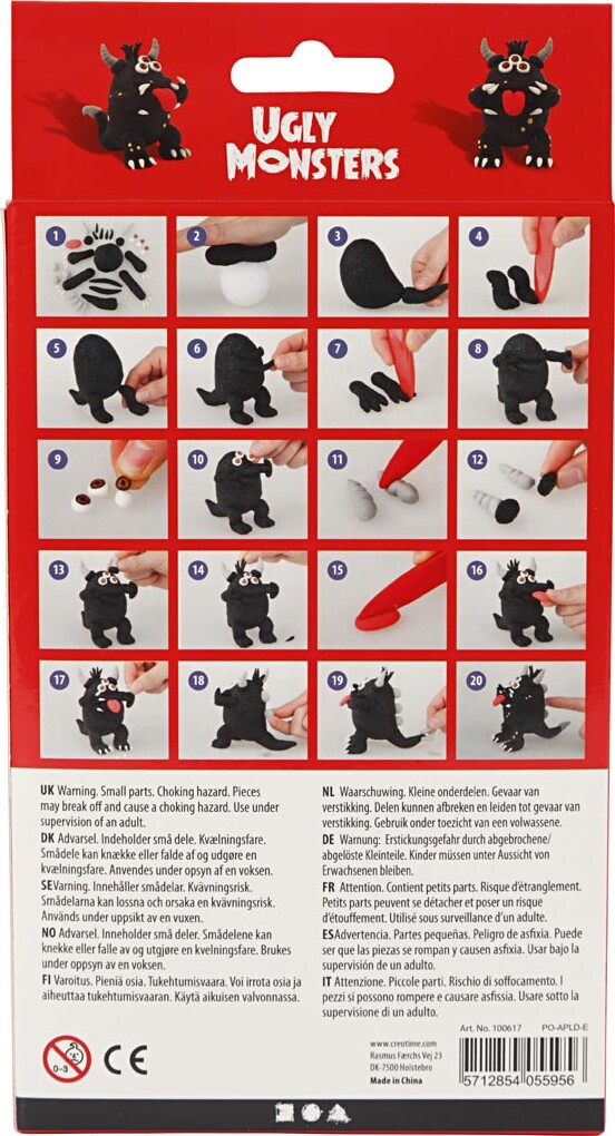Diy Kit - Silk Clay Og Foam Clay - Funny Friends - Monster - Sort