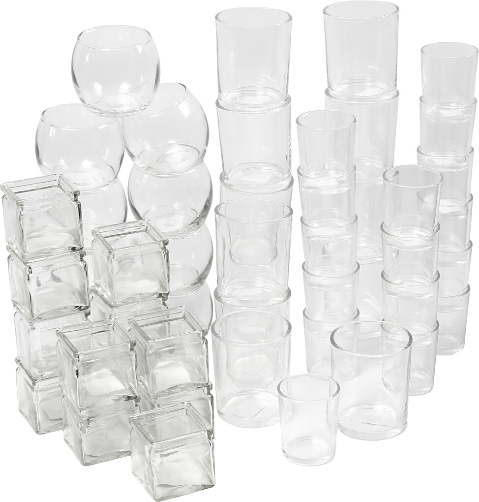 Fyrfadsstager I Glas - Assorteret - 72 Stk