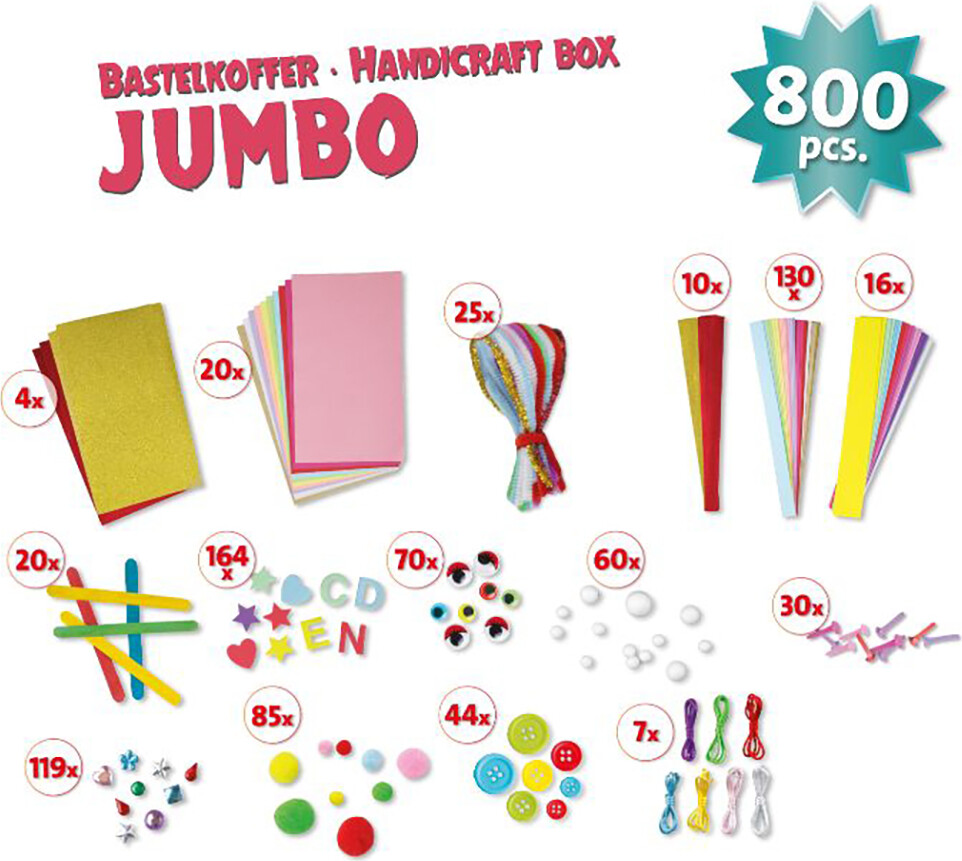 Kreativ Kasse Til Børn - Jumbo - Rød - 800 Dele - Lena