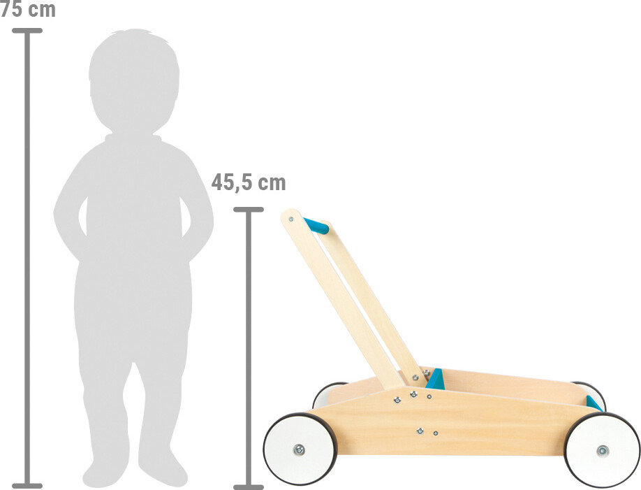 Small Foot - Gåvogn I Træ - Petroleumsblå