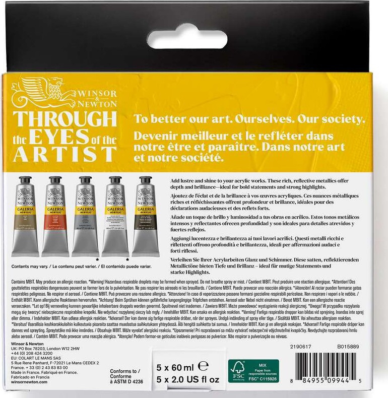 Winsor Newton - Galeria Acrylic - Metallic Set - 5X60 Ml