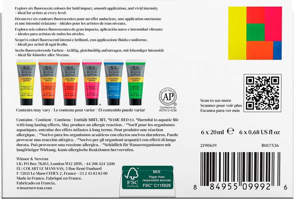 Winsor Newton - Galeria Acrylic - Fluorescent Set - 6X20 Ml
