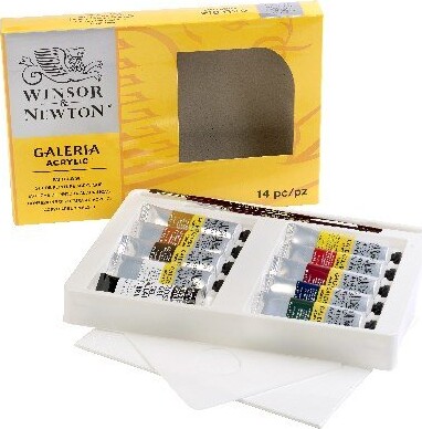 Winsor Newton - Galeria Akrylmaling Sæt Inkl Pensel Og Palette - 10X60 Ml
