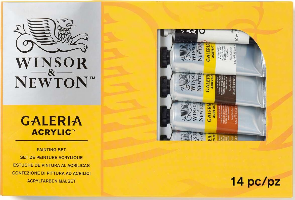 Winsor Newton - Galeria Akrylmaling Sæt Inkl Pensel Og Palette - 10X60 Ml