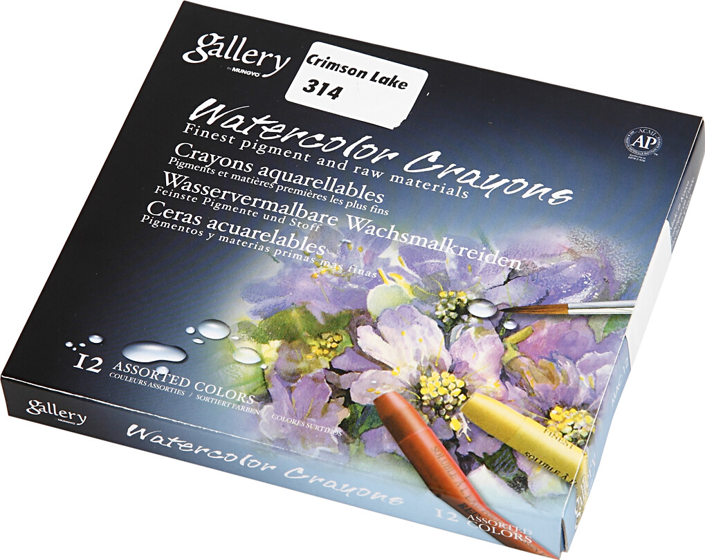 Gallery - Watercolor Crayons - Farvekridt - Mørk Pink - 12 Stk