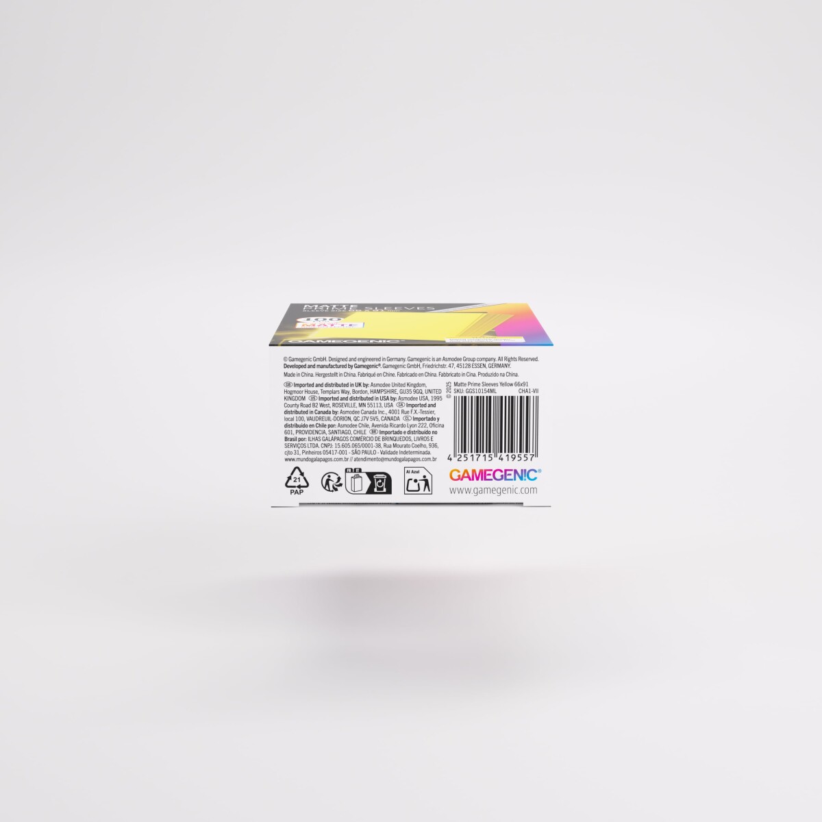 Gamegenic - Matte Prime Sleeves 100 Pcs - Yellow Ggs10154Ml