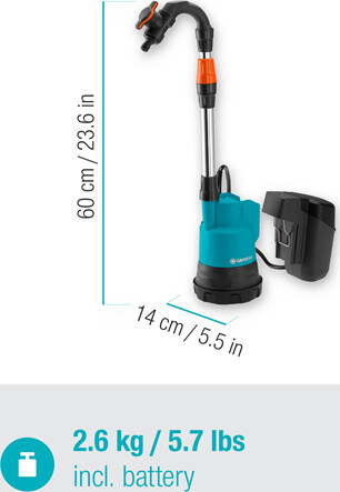 Gardena - Pumpe Til Regnvandstønde - 2000 Lt 2 Bar 18V 2 0Ah - 14602-20