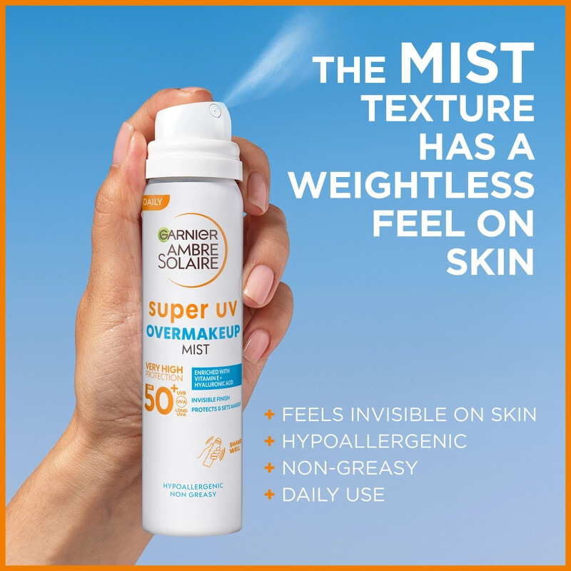 Garnier -Ambre Solaire -Super Uv Over Makeup Mist - Spf 50 - 75 Ml