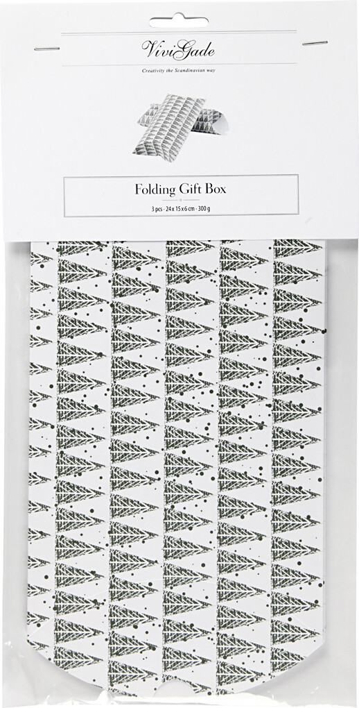 Gaveæske - Grantræ - Str 18X15X6 Cm - 300 G - Grøn - 3 Stk