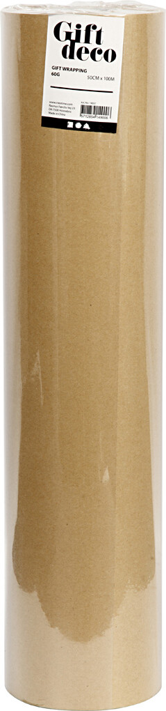 Gavepapir - Natur Ensfarvet - B 50 Cm - 60 G - 100 M