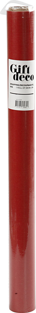 Gavepapir - Rød Ensfarvet - B 50 Cm - 60 G - 5 M