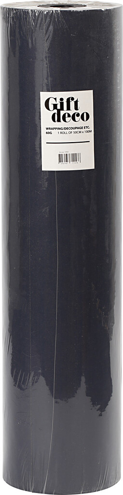 Gavepapir - Sort Ensfarvet - B 50 Cm - 60 G - 100 M