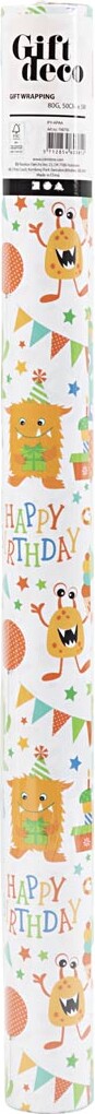 Gavepapir - Fødselsdag - Glade Farver - B 50 Cm - 80 G - 5 M