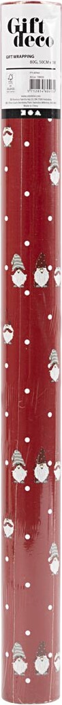 Gavepapir - Næsenisse - Rød - B 50 Cm - 80 G - 5 M