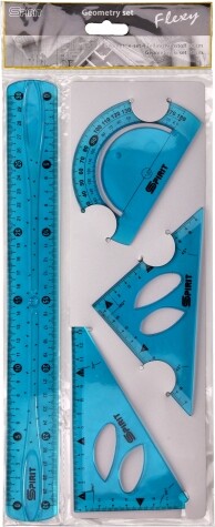 Geometrisæt - Lineal Vinkelmåler Og 2 Tegnetrekanter - Spirit