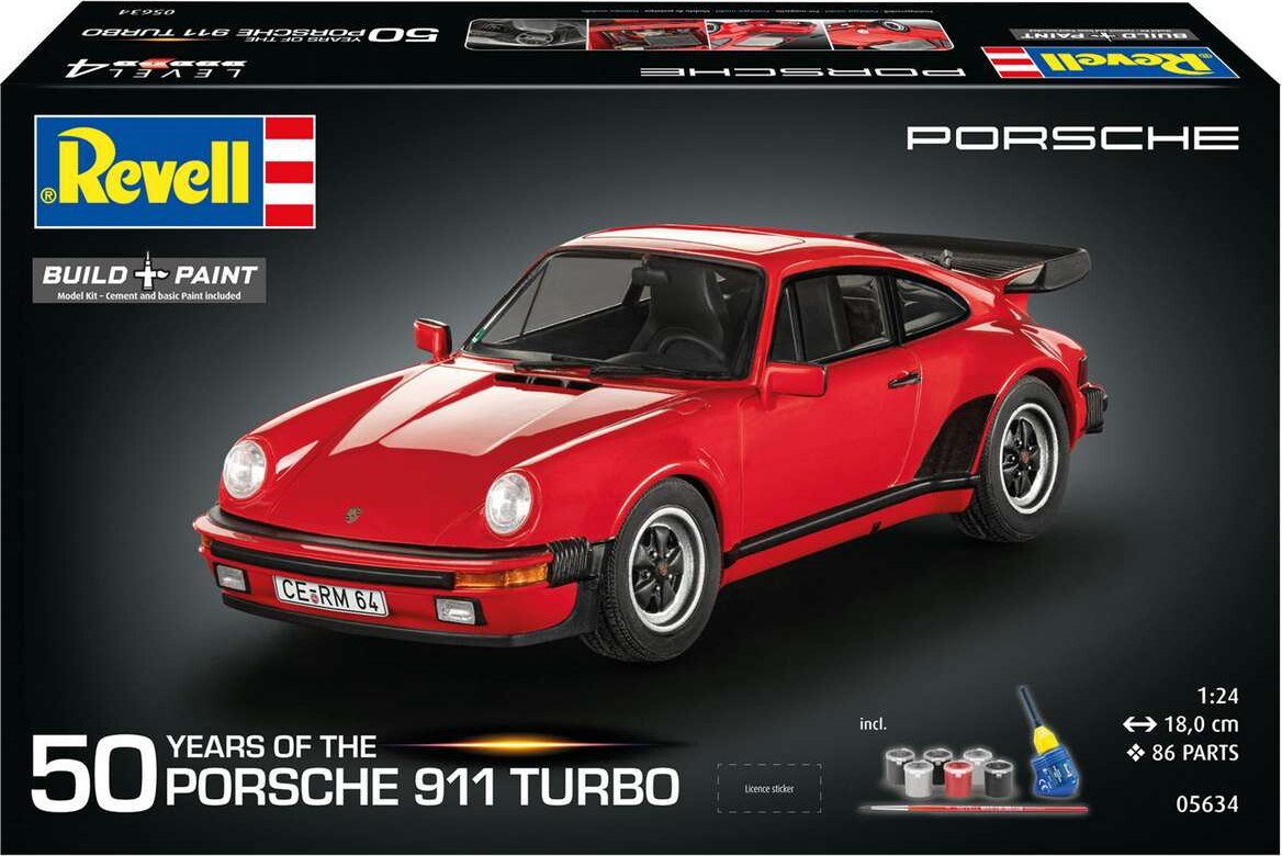 Revell - Porsche 911 Turbo Modelbil - 50 År - 1 24 - Level 4 - 05634