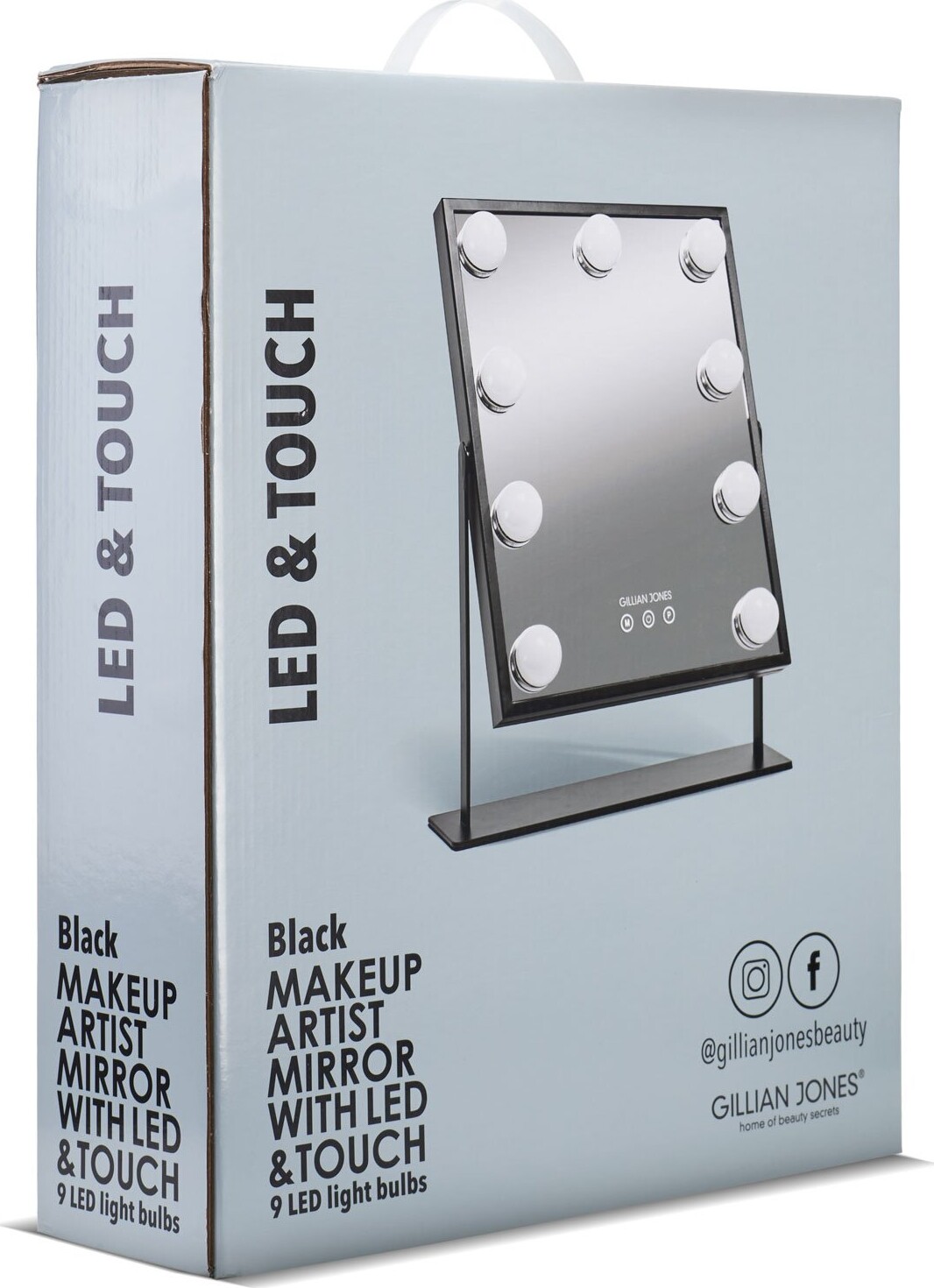 Gillian Jones - Led Makeup Artist Spejl Med Touch - Sort - 36X25 Cm