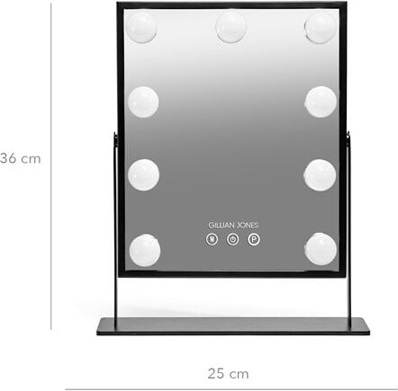 Gillian Jones - Led Makeup Artist Spejl Med Touch - Sort - 36X25 Cm