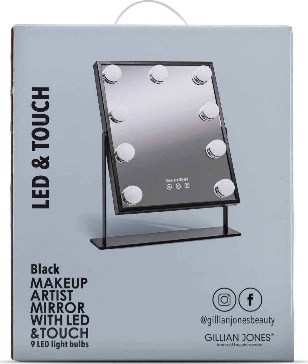 Gillian Jones - Led Makeup Artist Spejl Med Touch - Sort - 36X25 Cm