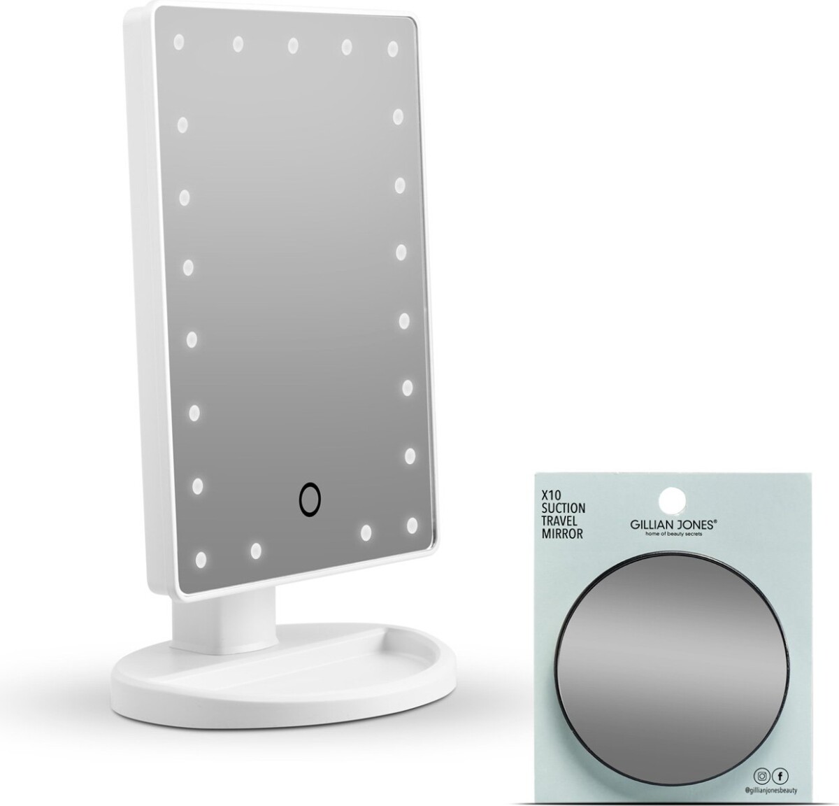 Gillian Jones - Hollywoodspejl Med Lys Og Sugekopspejl - Hvid