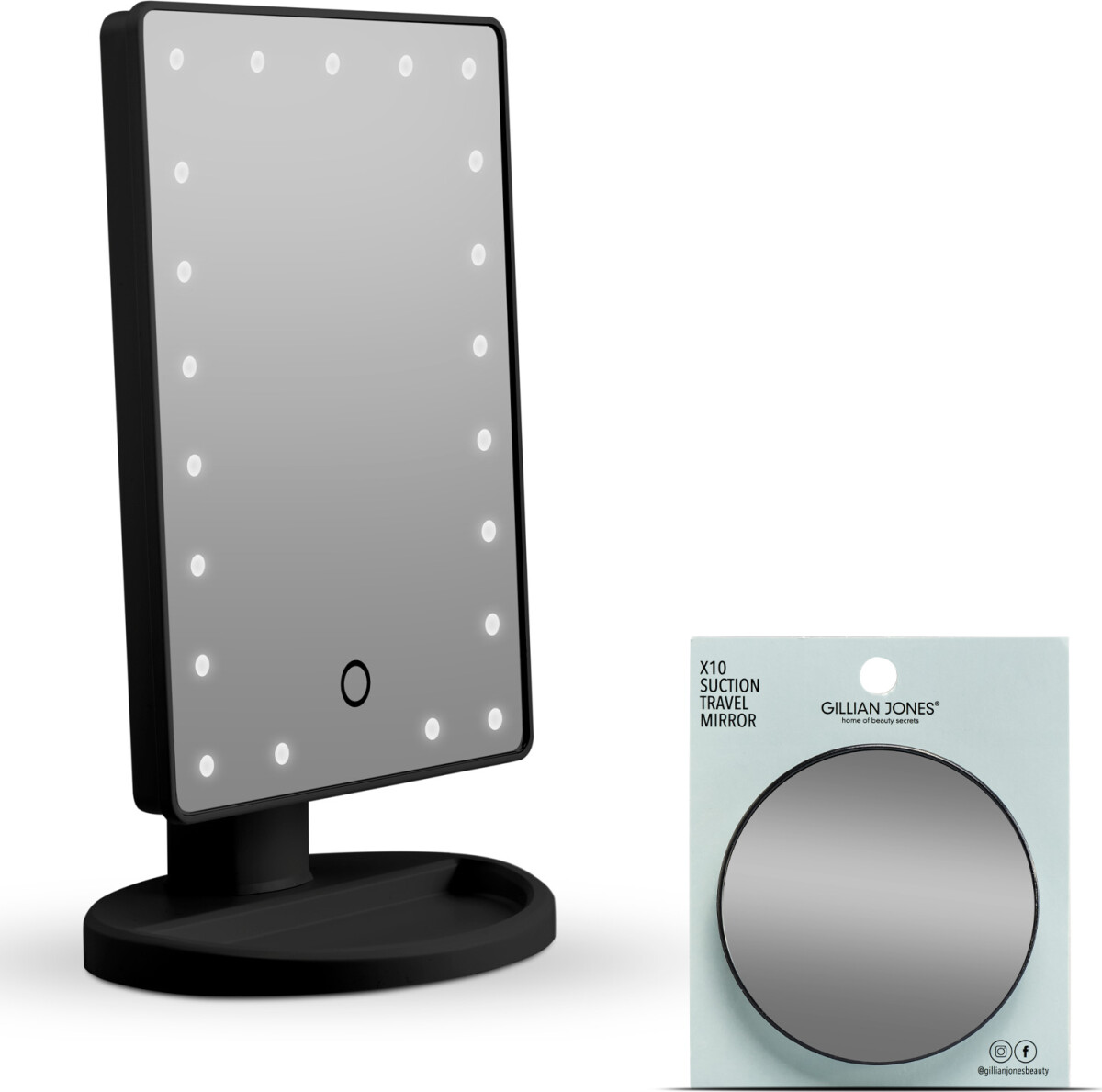 Gillian Jones - Hollywoodspejl Med Lys Og Sugekopspejl - Sort