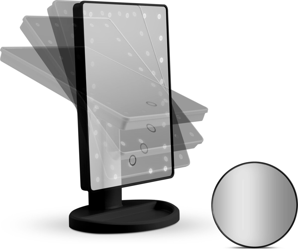 Gillian Jones - Hollywoodspejl Med Lys Og Sugekopspejl - Sort