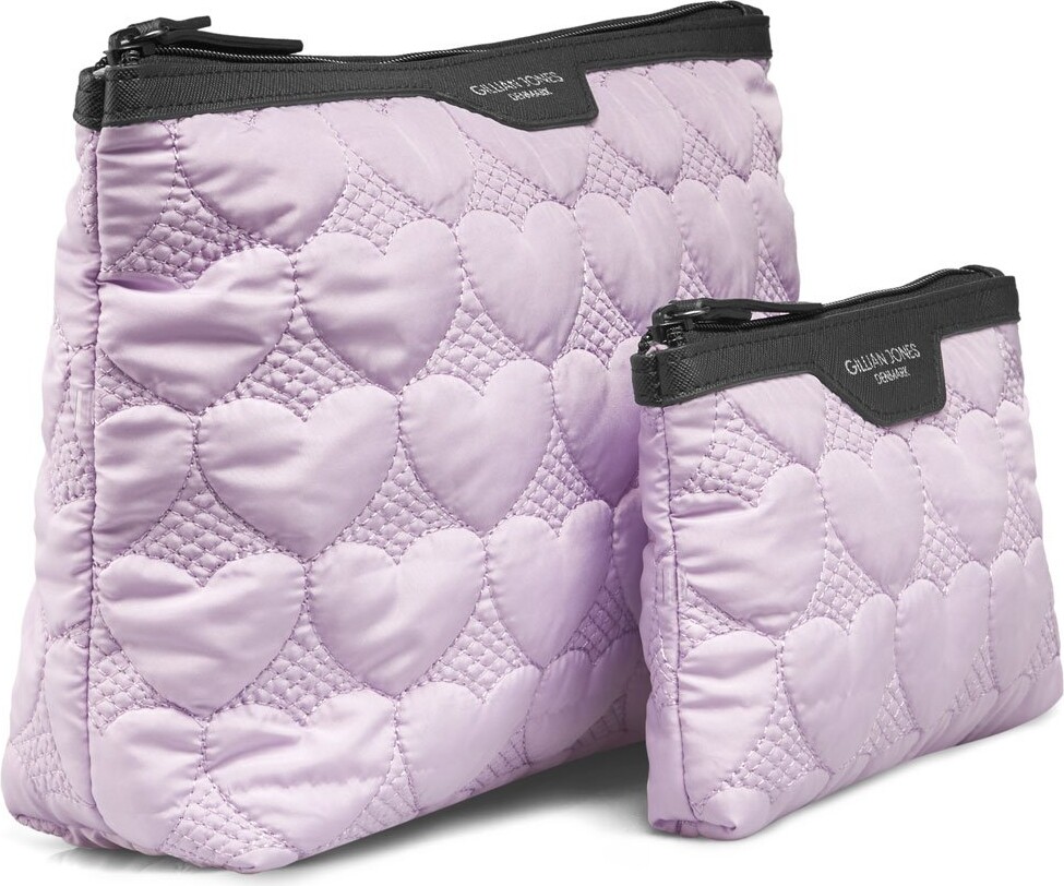 Gillian Jones - Toilettaske Sæt - Urban Travel - 2 Dele - Purple Hearts