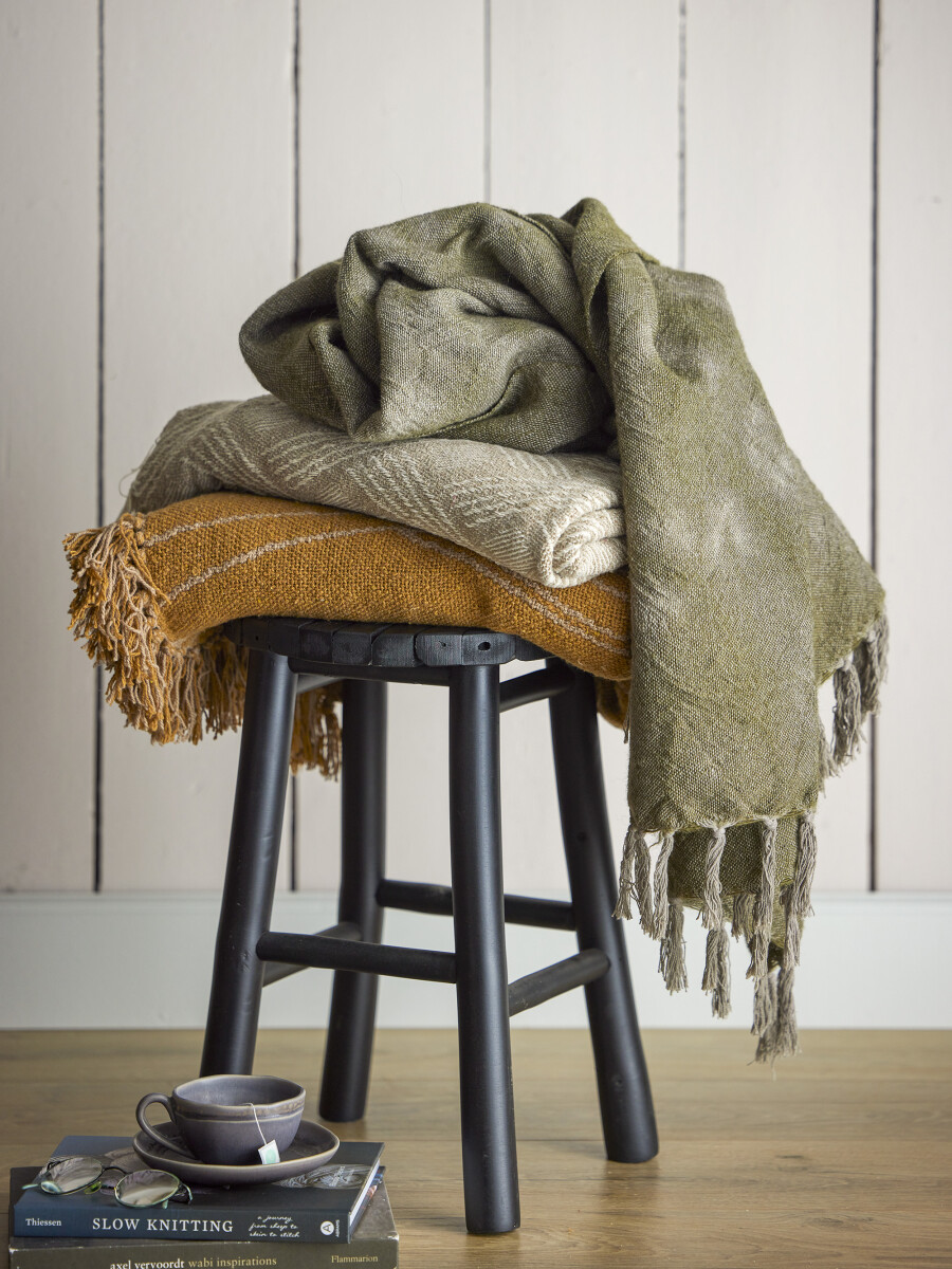 Bloomingville - Ginger Plaid - Grøn - Uld - 150X125 Cm