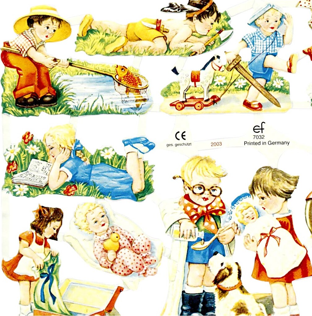 Glansbilleder - Børneleg - 2 Ark