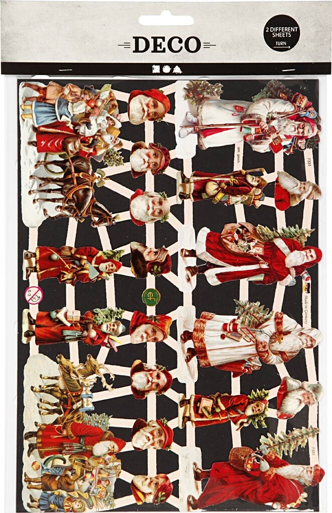 Glansbilleder - Julemænd - 16 5X23 5 Cm - 2 Ark