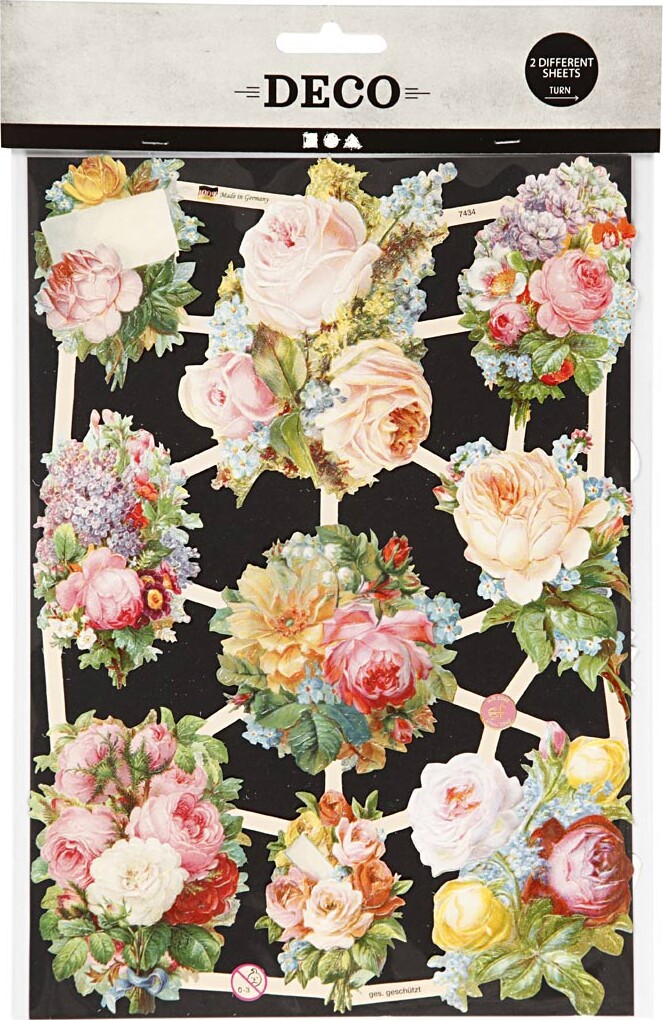 Glansbilleder - Blomster Roser - 2 Ark