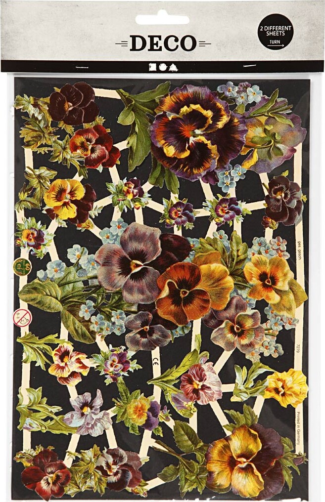 Glansbilleder - Blomster Stedmoder - 2 Ark