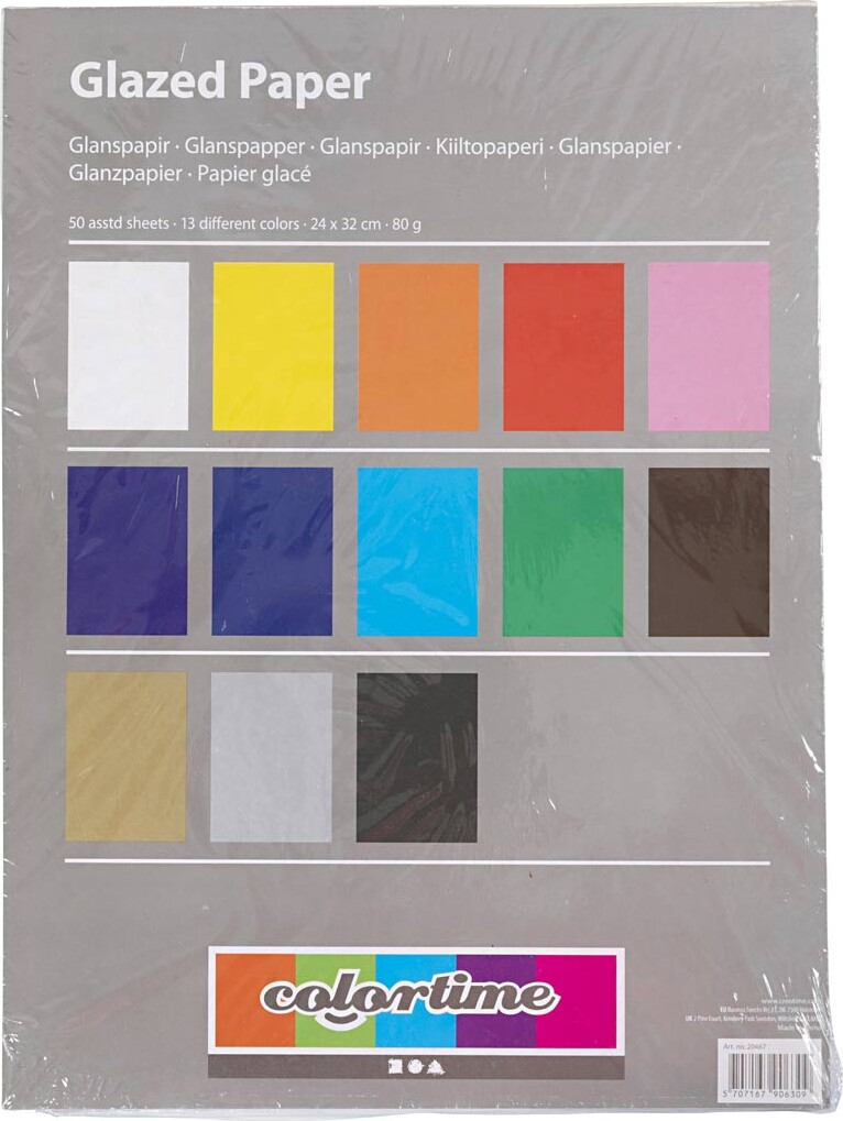 Glanspapir - 24X32 Cm - 80 G - Forskellige Farver - 50 Ark