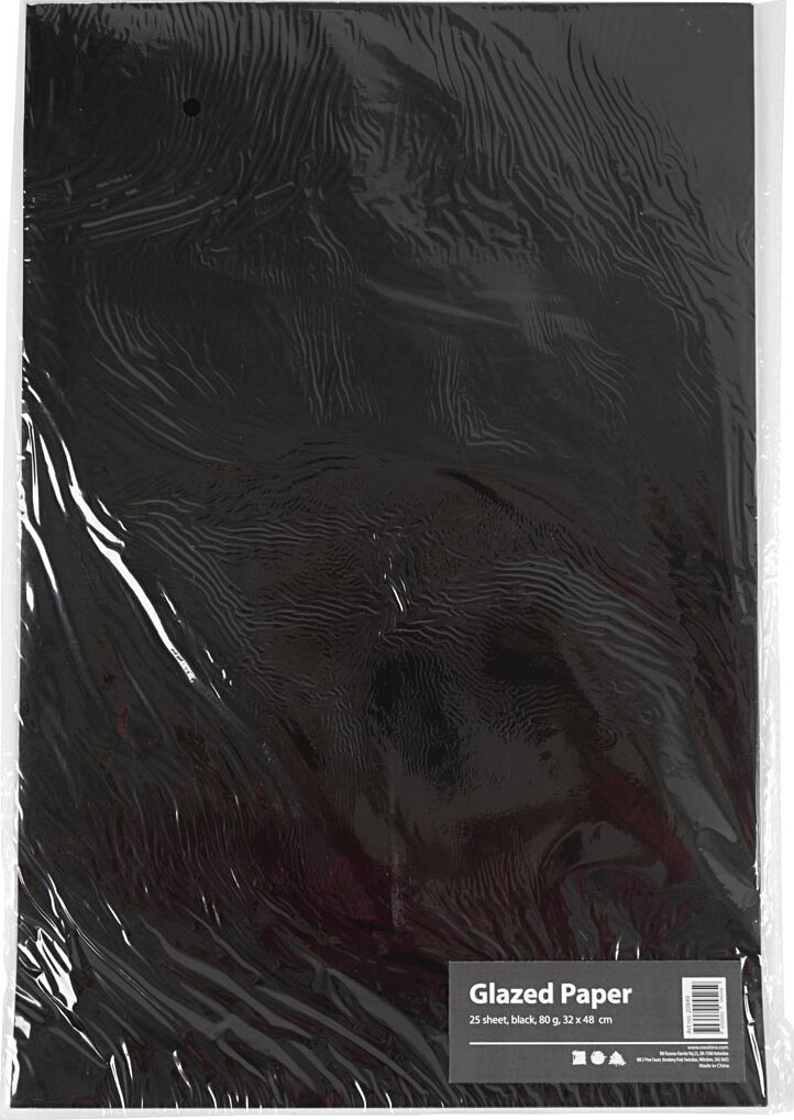 Glanspapir - 32X48 Cm - 80 G - Sort - 25 Ark