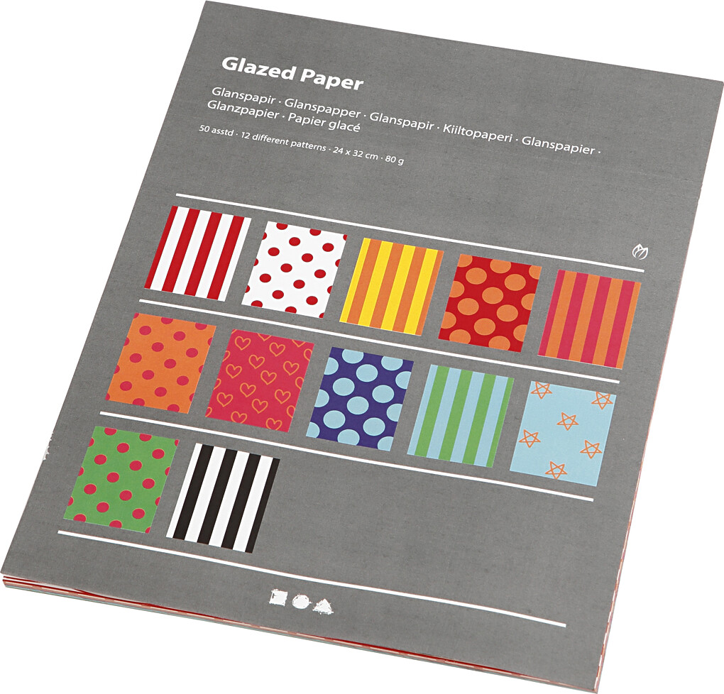 Glanspapir - 50 Ark - Mønstret - 24X32 Cm - Forskellige Farver