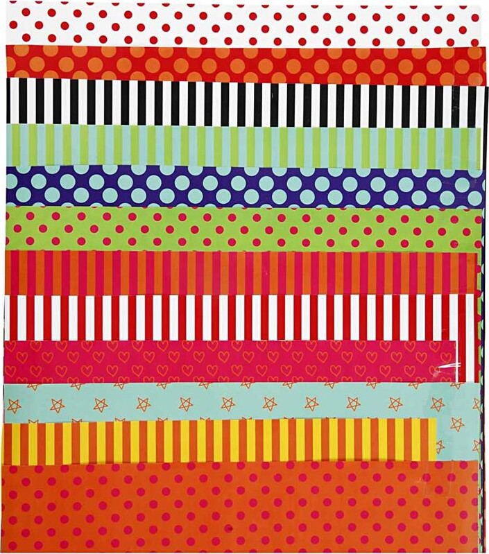 Glanspapir - 50 Ark - Mønstret - 24X32 Cm - Forskellige Farver