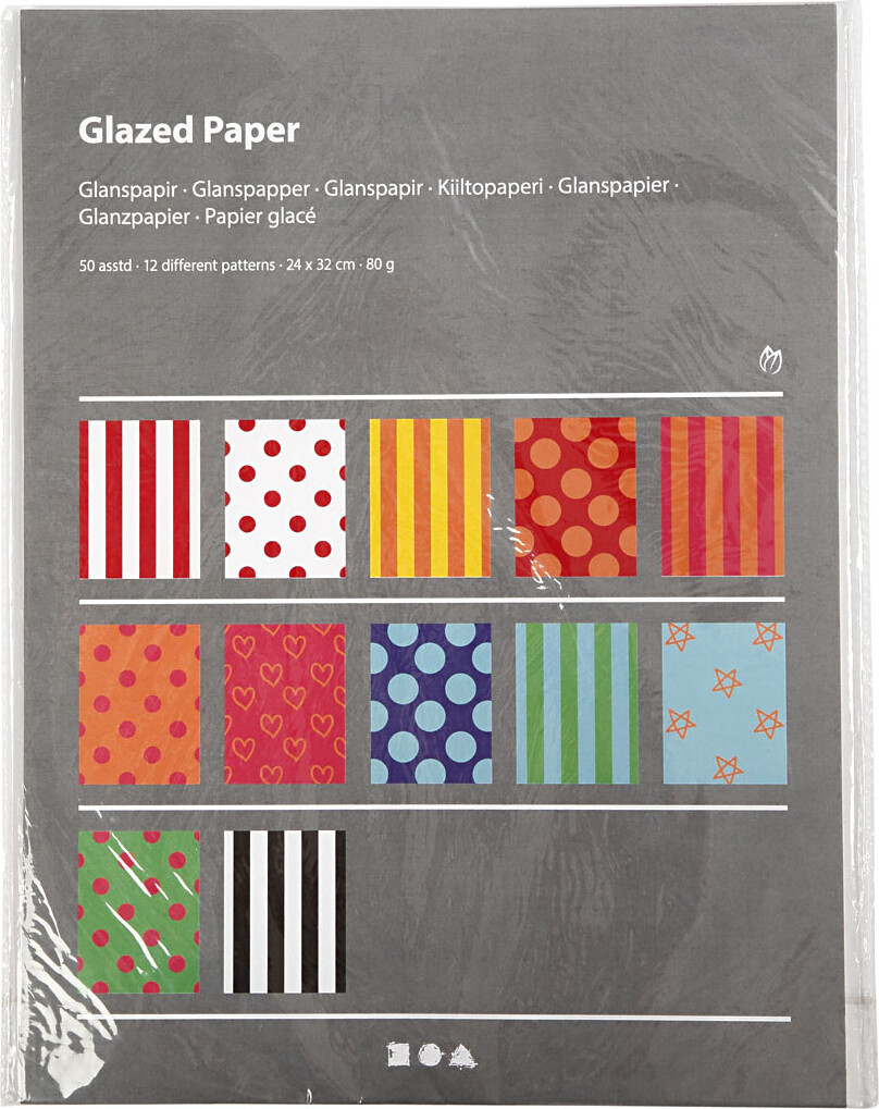Glanspapir - 50 Ark - Mønstret - 24X32 Cm - Forskellige Farver