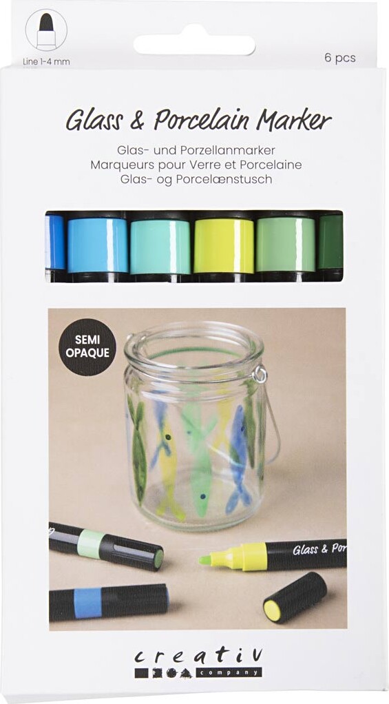 Glas- Og Porcelænstusch - Tykkelse 1-4 Mm - Halvdækkende - Blågrøn