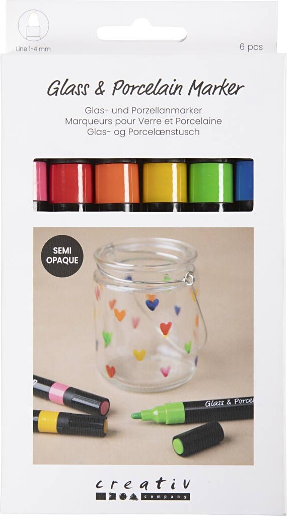 Glas- Og Porcelænstusch - Tykkelse 1-4 Mm - Halvdækkende - Colorful - 6