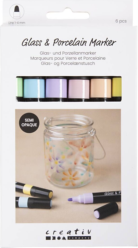 Glas- Og Porcelænstusch - Tykkelse 1-4 Mm - Halvdækkende - Pastelfarver -