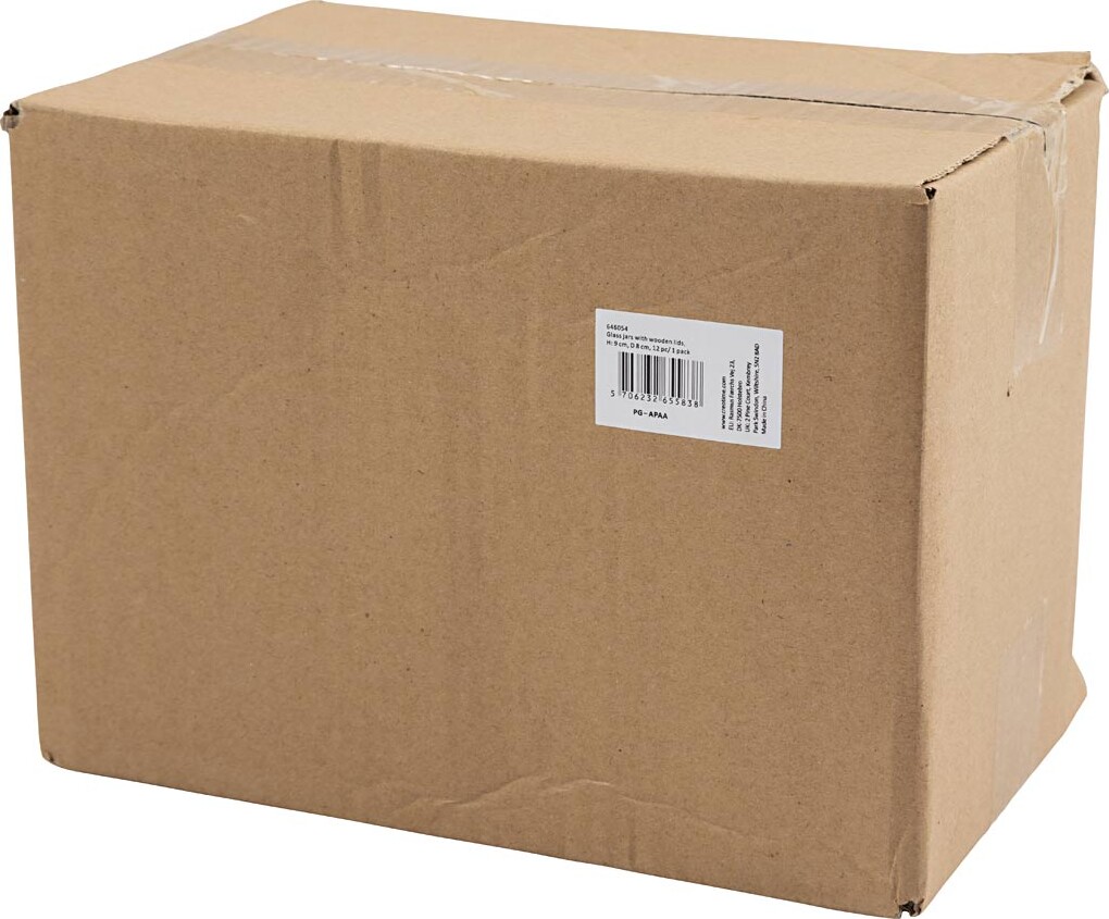 Glaskrukker Med Trælåg - H 9 Cm - Ø 8 Cm - 12 Stk