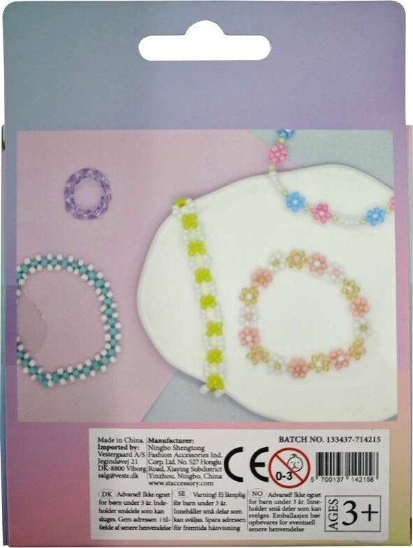 Glasperlemix 90G Sortgråhvid Elastik Ophængsæske - Pearl N Fun