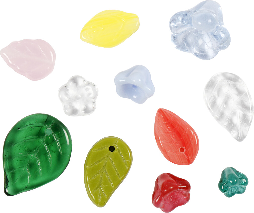 Glasperler - Blade - Blomster - Ø 6-17 Mm - Hulstr 0 5-1 5 Mm -