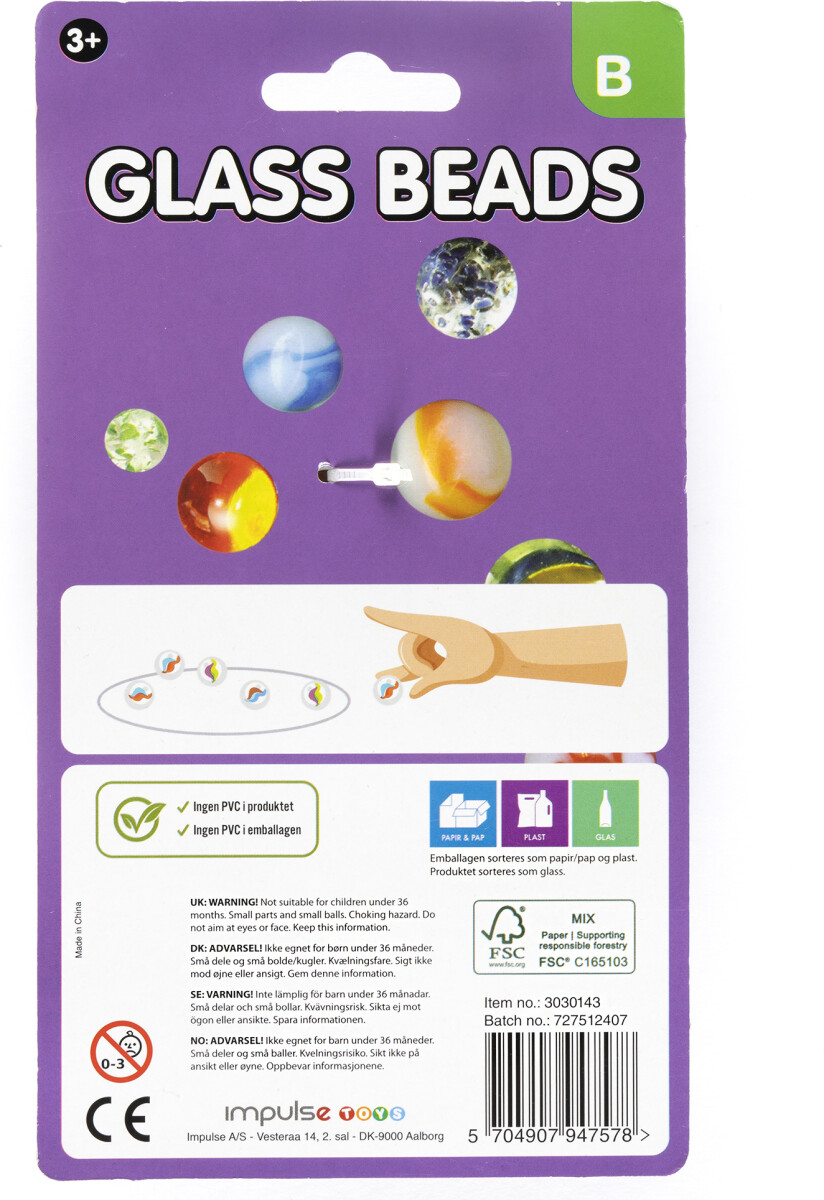 Glass Marbles 25 Stk - Assorteret