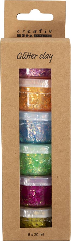Glitter Clay - Assorterede Farver - 6X20 Ml